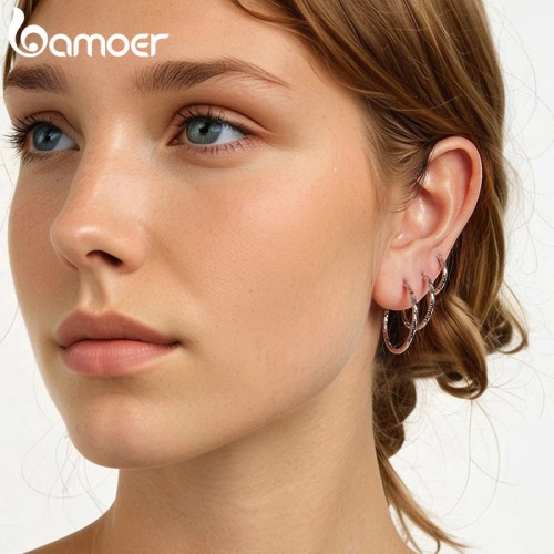 BAMOER σκουλαρίκια κρίκοι BSE1178-M, ασήμι 925, 2.1cm, ασημί