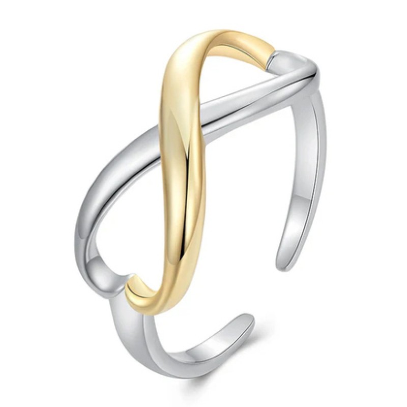 BAMOER δαχτυλίδι BSR622-E, ανοιγόμενο, ασήμι 925, ασημί/χρυσό