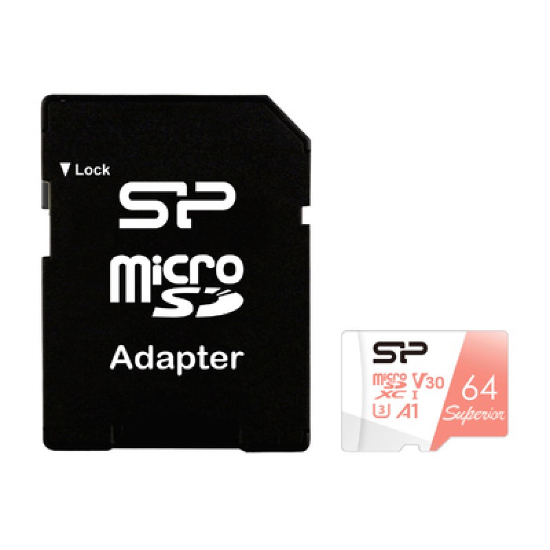 SILICON POWER κάρτα μνήμης microSDXC Superior, 64GB, C10 UHS-I U3 A1 V30