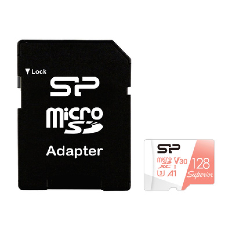 SILICON POWER κάρτα μνήμης microSDXC Superior, 128GB, C10 UHS-I U3 A1 V30