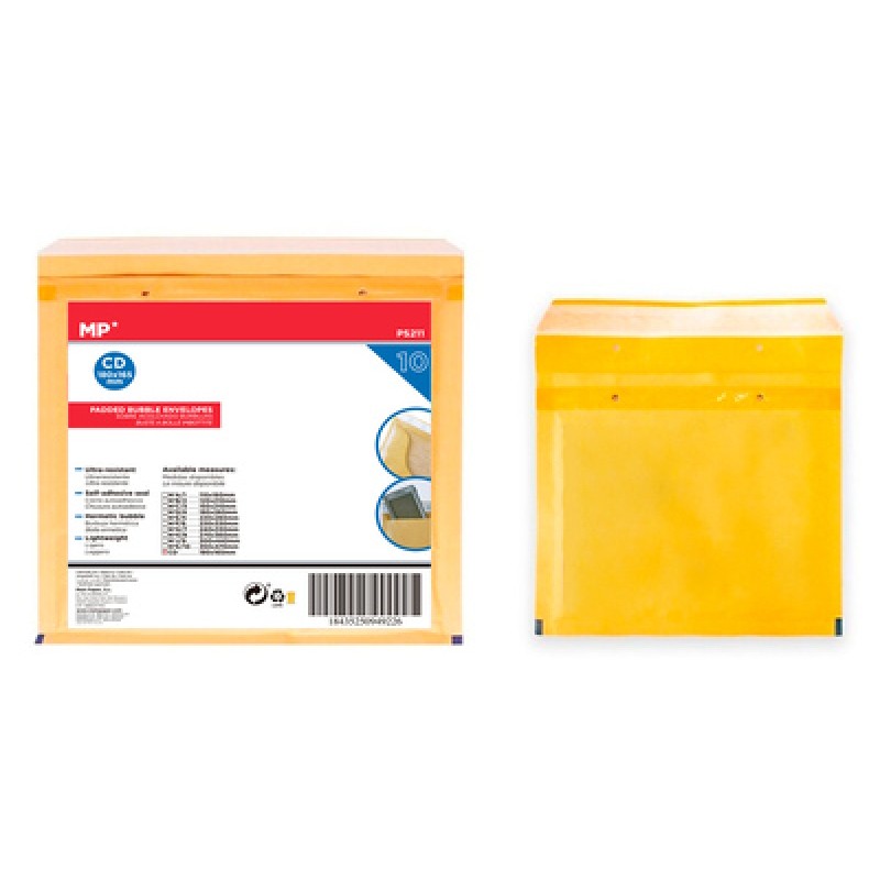 MP σετ φάκελοι με φυσαλίδες PS211, 180x165mm, καφέ, 10τμχ