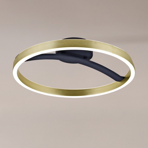 POWERTECH LED φωτιστικό οροφής HLL-0199, 29W, 4000K, Φ38x10cm, χρυσό/μαύρο