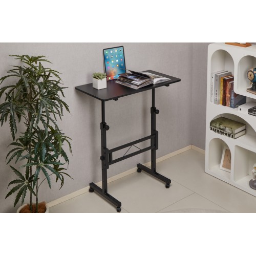 BRATECK γραφείο FWS10-6 με ρυθμιζόμενο ύψος & ροδάκια, 800x400x710~1110mm, μαύρο