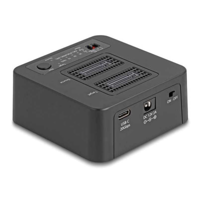 DELOCK docking station για M.2 NVMe SSD 64300, 2 θέσεων, 20Gbps, clone/erase function, μαύρο