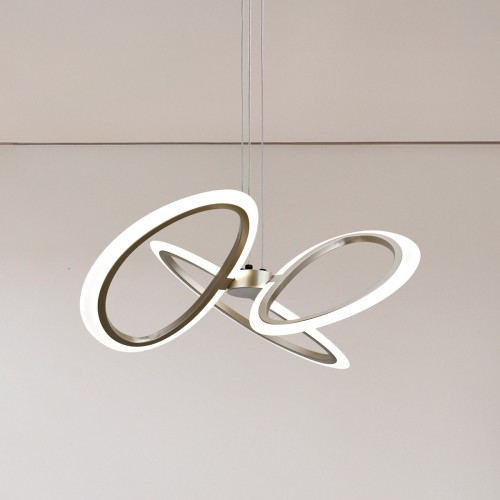 POWERTECH LED φωτιστικό οροφής HLL-0205, 40W, 4000K, Φ53x120cm, οπάλ χρυσό/μαύρο