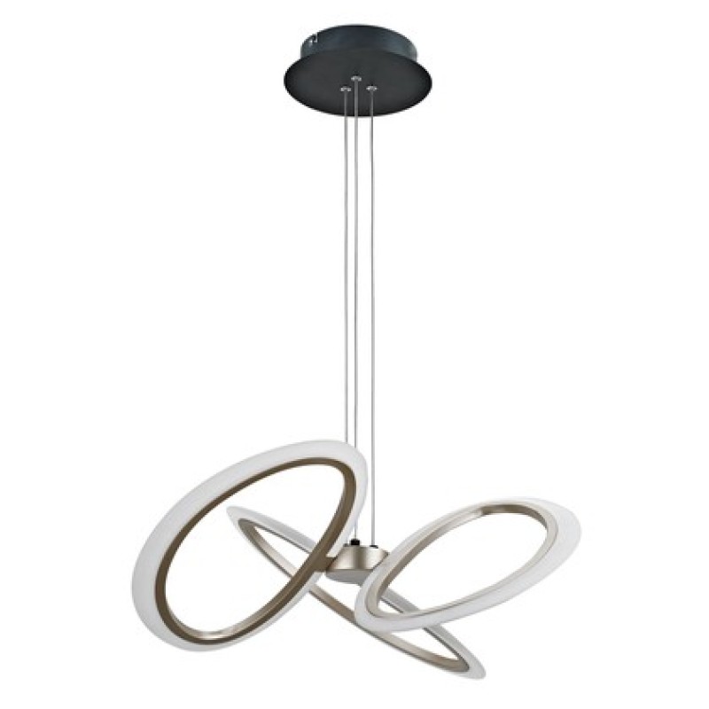 POWERTECH LED φωτιστικό οροφής HLL-0205, 40W, 4000K, Φ53x120cm, οπάλ χρυσό/μαύρο