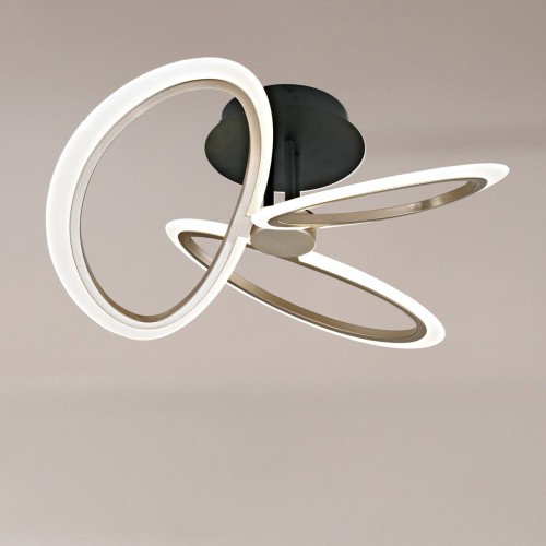 POWERTECH LED φωτιστικό οροφής HLL-0206, 40W, 4000K, Φ53x26cm, οπάλ χρυσό/μαύρο