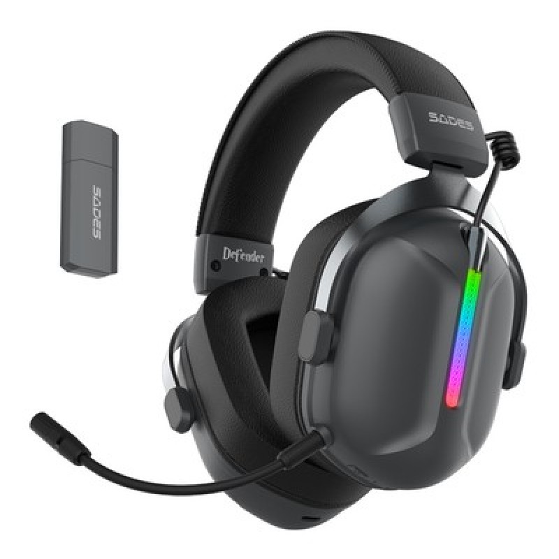 SADES gaming headset Defender, ασύρματα & ενσύρματα, 50mm, 1050mAh, RGB, multi-platform, μαύρο