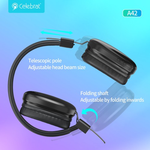 CELEBRAT headphones A42, ασύρματα & ενσύρματα, 40mm, 300mAh, μαύρα