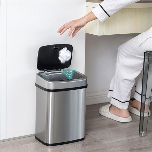 HOME USE κάδος απορριμμάτων HUH-0256 με φωτοκύτταρο, ανοξείδωτο ατσάλι, 15lt, ασημί