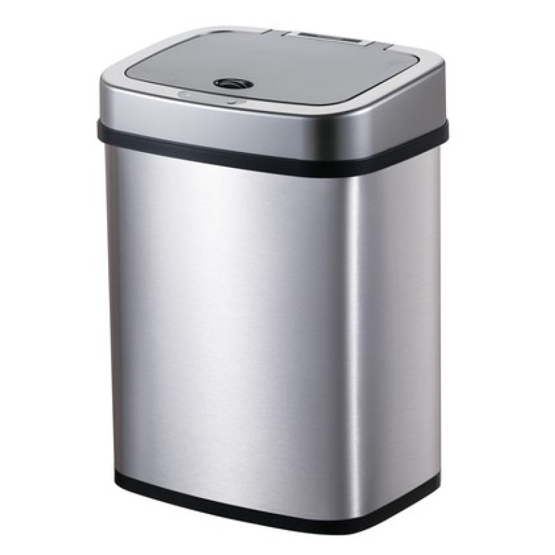 HOME USE κάδος απορριμμάτων HUH-0256 με φωτοκύτταρο, ανοξείδωτο ατσάλι, 15lt, ασημί