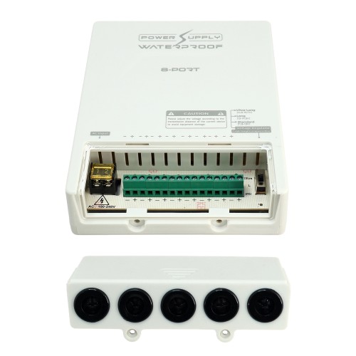 FOLKSAFE τροφοδοτικό συστημάτων CCTV FS-DC120805W, 8 εξόδων, 12V/5A, αδιάβροχο IP65