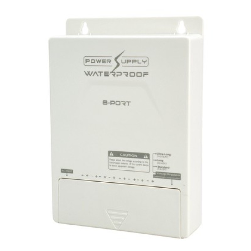 FOLKSAFE τροφοδοτικό συστημάτων CCTV FS-DC120805W, 8 εξόδων, 12V/5A, αδιάβροχο IP65