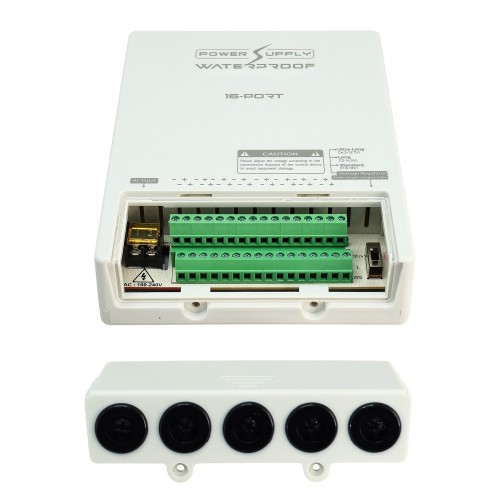 FOLKSAFE τροφοδοτικό συστημάτων CCTV FS-DC121608W, 16 εξόδων, 12V/8A, αδιάβροχο IP65