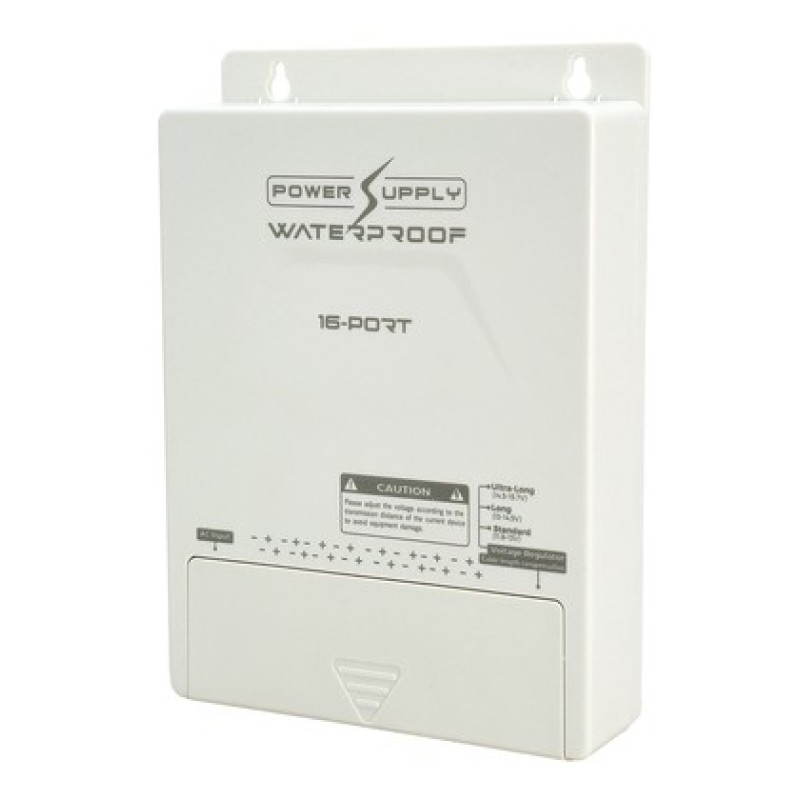 FOLKSAFE τροφοδοτικό συστημάτων CCTV FS-DC121608W, 16 εξόδων, 12V/8A, αδιάβροχο IP65