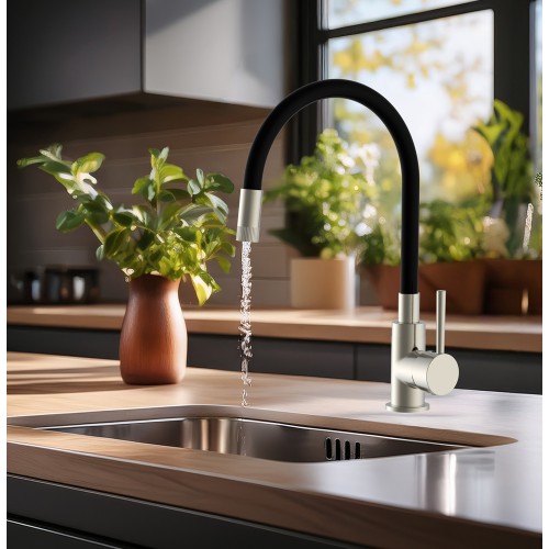 BRUNO μπαταρία πάγκου κουζίνας BRN-0263, αναμεικτική, μαύρη/ασημί