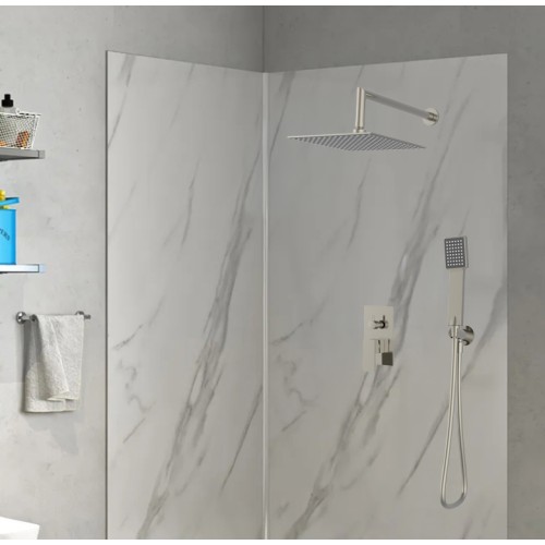 BRUNO σετ κεφαλή ντους με τηλέφωνο BRN-0264, αναμεικτική, εντοιχισμού, ασημί