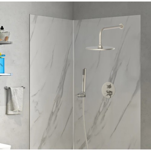 BRUNO σετ κεφαλή ντους με τηλέφωνο BRN-0265, αναμεικτική, εντοιχισμού, ασημί