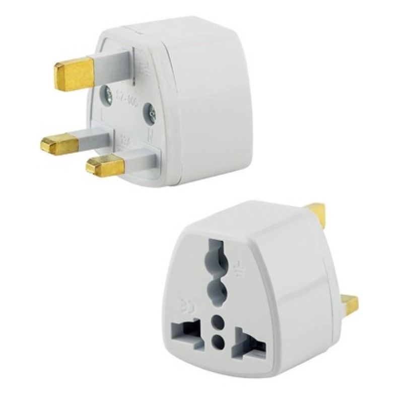 POWERTECH αντάπτορας ρεύματος PT-1545, UK/Universal, ατσάλι, λευκός