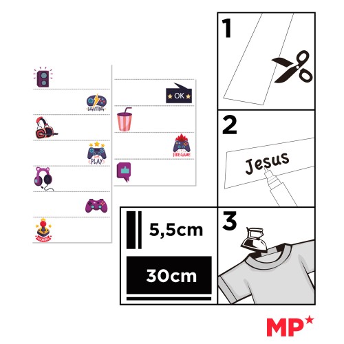 MP θερμοκολλητικές ετικέτες ρούχων gaming PA011-09, 19τμχ