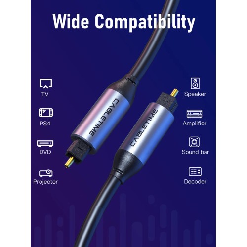 CABLETIME καλώδιο ήχου Toslink CT-AV380-P04GN, gold plated, 5mm, 3m, μαύρο