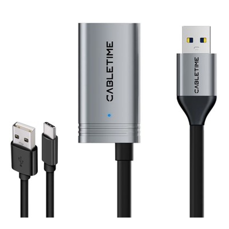 CABLETIME καλώδιο προέκτασης USB CT-AMAFA3, active, 5Gbps, 5m, μαύρο