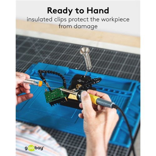 GOOBAY βάση στήριξης πλακέτας 76561 με θέση για κολλητήρι, 2x βραχίονες, μαύρη