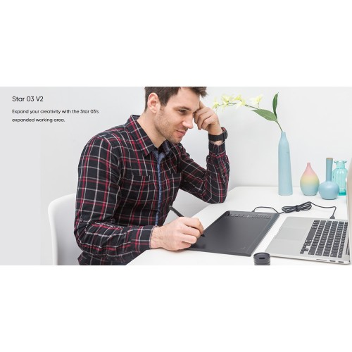 XP-PEN ταμπλέτα σχεδίασης με γραφίδα Star 03 V2, 228.8x152.6mm, μαύρο