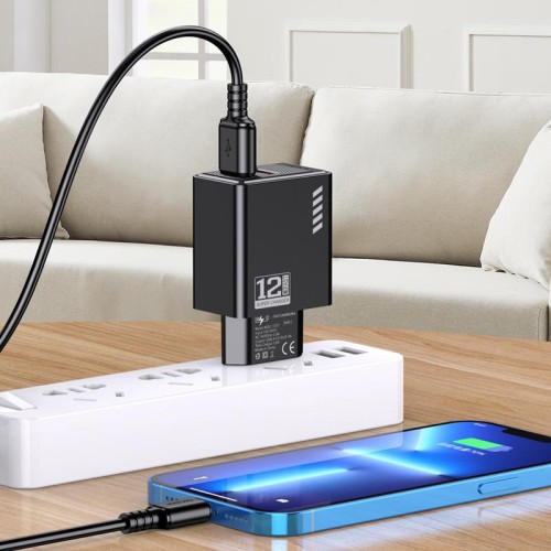 KAKUSIGA φορτιστής τοίχου KSC-1237, 2x USB, 12W, μαύρος