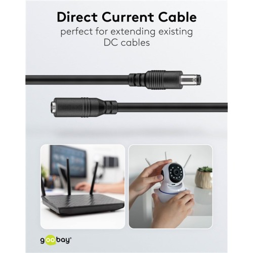 GOOBAY καλώδιο προέκτασης τροφοδοσίας 76635, 5.5x2.1mm, 1.5m, μαύρο