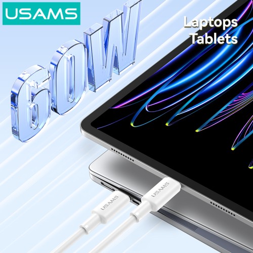 USAMS καλώδιο USB-C SJ763, 60W, 480Mbps, 1m, λευκό