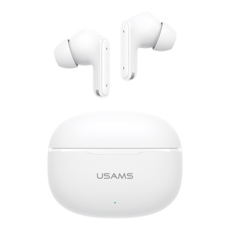 USAMS earphones με θήκη φόρτισης E05, True Wireless, BT 6.0, λευκό