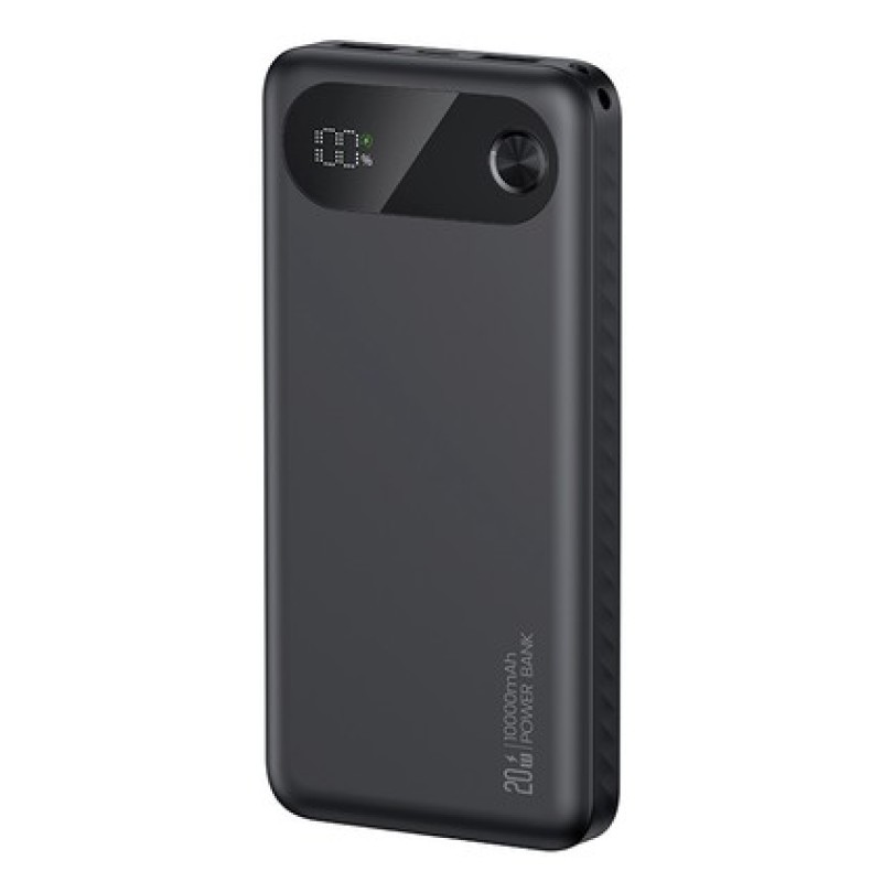 USAMS power bank CD249 με οθόνη, 3x θύρες εξόδου, 10000mAh, PD20W, μαύρο