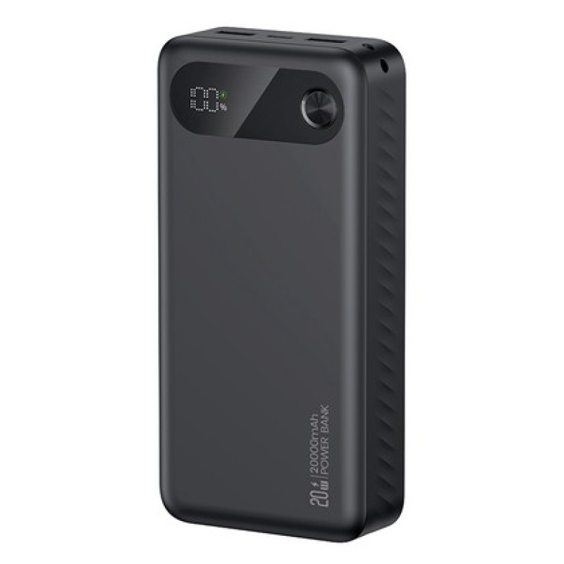 USAMS power bank CD251 με οθόνη, 3x θύρες εξόδου, 20000mAh, PD20W, μαύρο