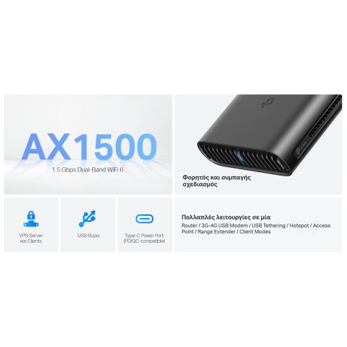 TP-LINK Travel Router TL-WR1502X, AX1500 Wi-Fi 6, Dual Band