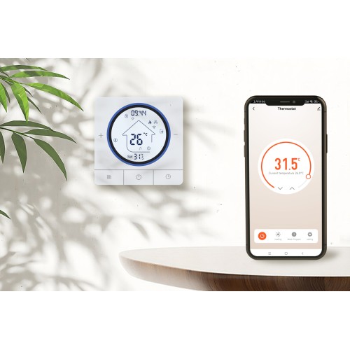 Smart θερμοστάτης αερίου BHT-800WM-GCLW, WiFi, επιτοίχιος, λευκός