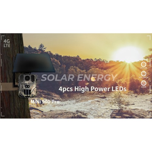 SUNTEK smart ηλιακή κάμερα κυνηγού Mini 900 Pro, PIR, 4G, 30MP/2K, SD, IP65