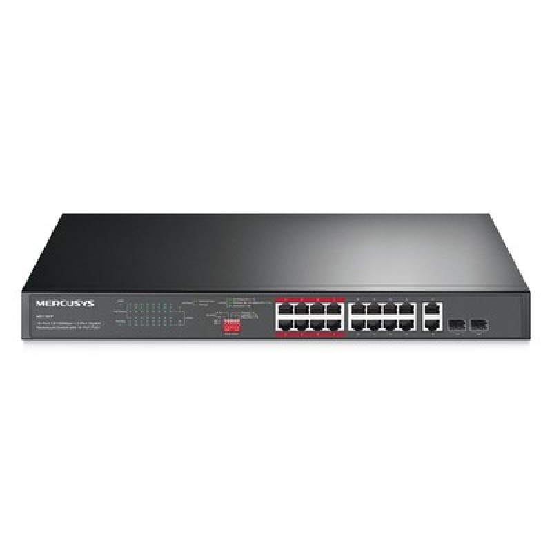 MERCUSYS rackmount switch MS118CP, 16x 10/100Mbps PoE+ & 2x Gigabit θύρες, UN/1.0