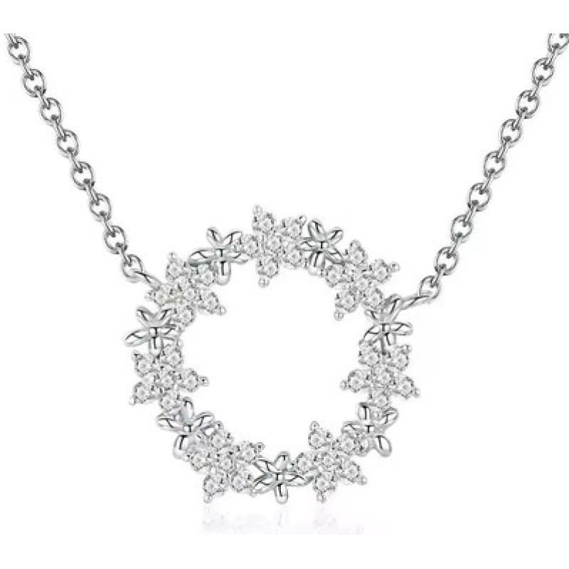 BAMOER κολιέ BSN028 με κυβική ζιρκόνια, ασήμι 925, ασημί