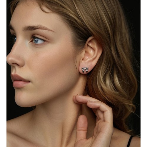 BAMOER σκουλαρίκια καρφωτά MSE085 με μοϊσσανίτη, ασήμι 925, ασήμι