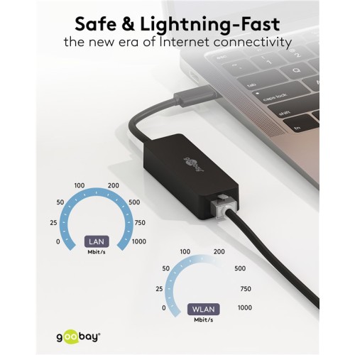 GOOBAY αντάπτορας δικτύου 76579, USB-C, 1000Mbps Ethernet, μαύρος