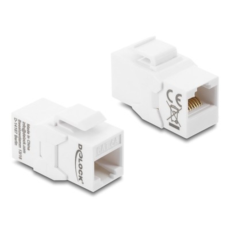 DELOCK Keystone module RJ45 90991, θηλυκό σε θηλυκό, Cat 6A UTP, λευκό