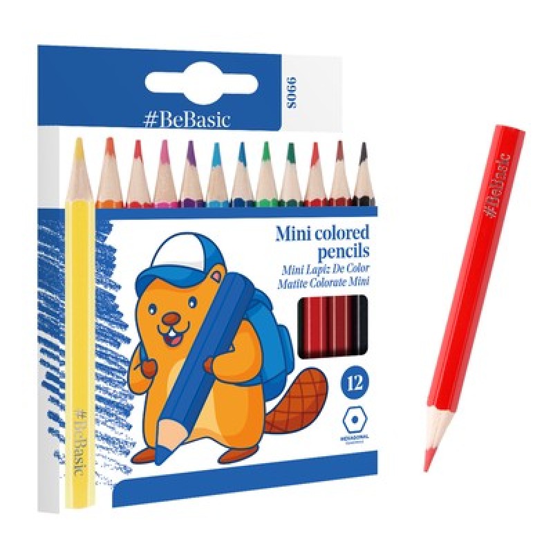 BEBASIC χρωματιστές ξυλομπογιές S066, εξάγωνες, 12τμχ