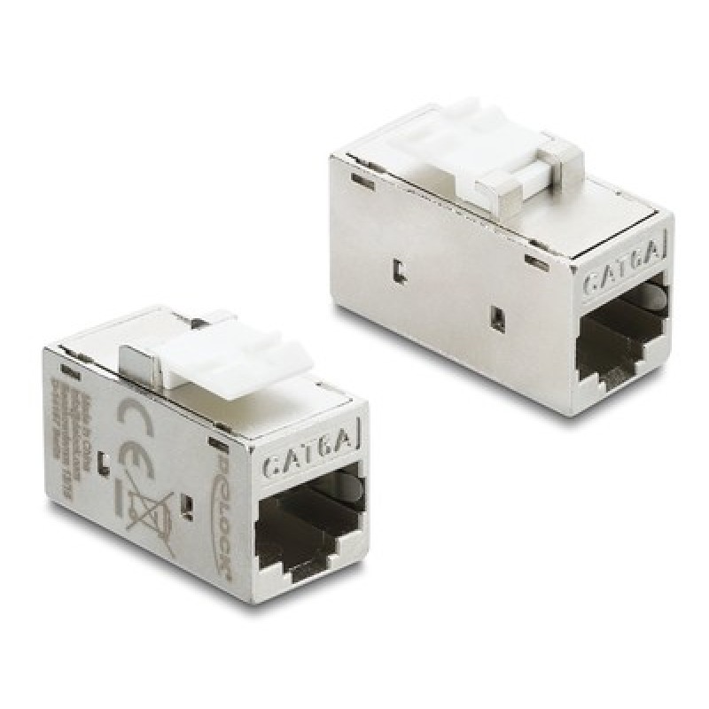 DELOCK Keystone module RJ45 90989, θηλυκό σε θηλυκό, Cat 6A STP, ασημί