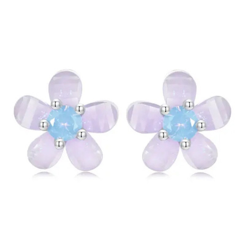 BAMOER σκουλαρίκια καρφωτά SCE1733 με οπάλ πέτρα, ασήμι 925, ασημί