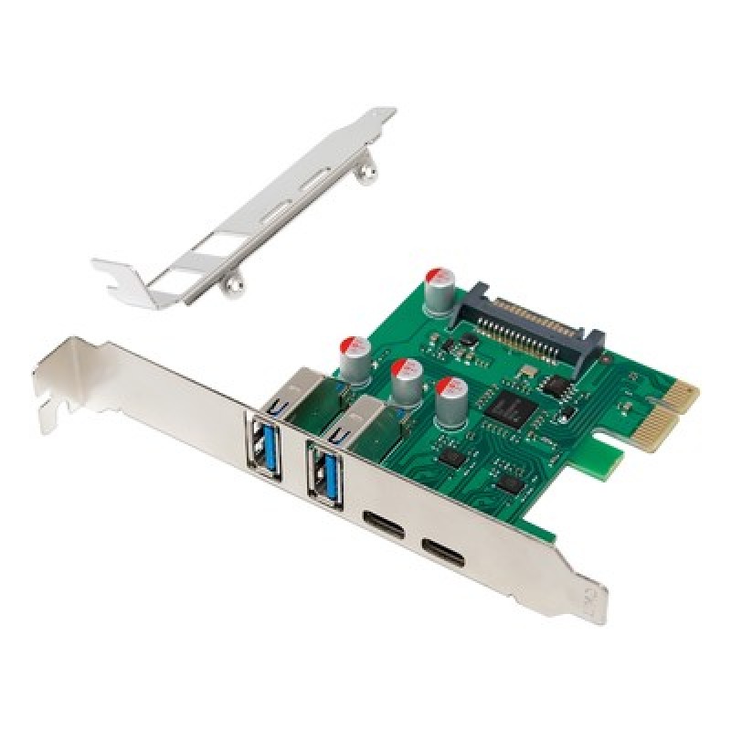 POWERTECH κάρτα επέκτασης PCIe σε 2x USB & 2x USB-C ST632, 5Gbps, NEC D720201