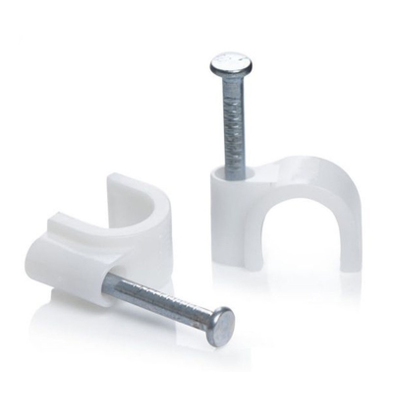 POWERTECH Ρόκα στήριξης καλωδίων ROCA-006, Round, 9mm, λευκή, 100τμχ