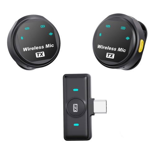 UPTECH ασύρματα μικρόφωνα UPWS-08 με θήκη φόρτισης, USB-C, 2.4GHz, μαύρο