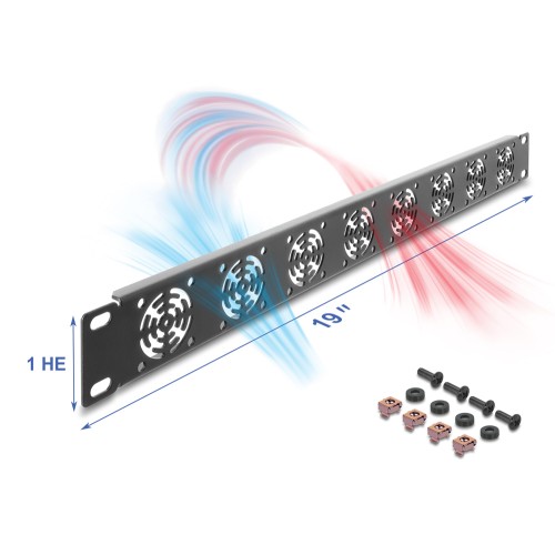 DELOCK κάλυμμα για 8x 40mm ανεμιστήρες 67414 για rack 19