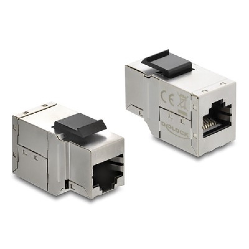 DELOCK Keystone module RJ45 90835, θηλυκό σε θηλυκό, Cat 6A STP, ασημί